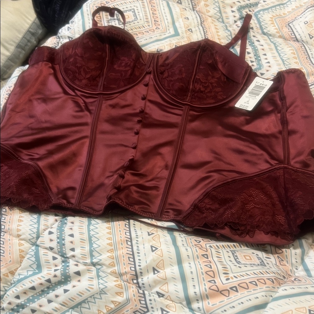 Torrid Burgundy Satin Corset